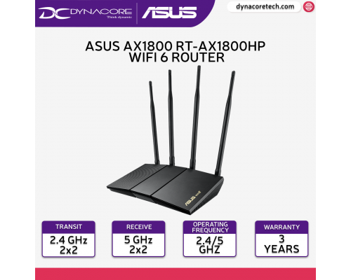 Asus RT-AX1800HP AX1800 Dual-Band WiFi 6 802.11ax Wireless Router (Black)