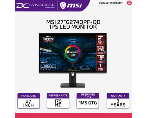 MSI G274QPF-QD 27" QHD IPS Gaming Monitor - 170Hz, HDR400, USB C-MSIG274QPF-QD
