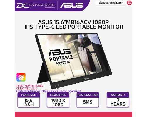 ASUS MB16ACV ZenScreen 15.6" Portable USB IPS Panel Full HD Monitor with 60Hz Refresh Rate, 5ms Response Time
