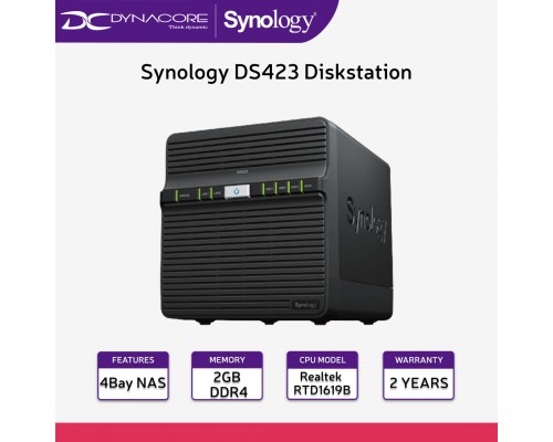 Synology DS423 Diskstation 4-Bay NAS Enclosure with Quad-Core CPU, 2GB Memory - 4711174724918