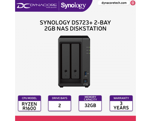 Synology DS723+ 2-Bay 2GB 2-Core 2.6GHz 64-bit NAS DiskStation - Diskless - 4711174724444