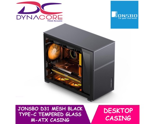 JONSBO D31 MESH Black Type-C mATX / Micro ATX Tempered Glass Case - JONSBOD31BKMESH