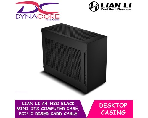 LIAN LI A4-H2O Black Mini-ITX Computer Case, PCI4.0 Riser Card Cable Included - A4-H2O X4 BLACK / A4H2O - LIANLIA4H2OBK