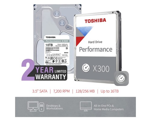 TOSHIBA X300 10TB (Box Version) SATA, 7200rpm, 256MB Buffer, 3.5" Form Factor PC Desktop Internal Hard Drive, , HDWR11AAZSTA - Local Unit,silver