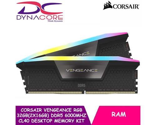 Corsair VENGEANCE RGB 32GB (2x16GB) DDR5 6000MHz CL40 Desktop Memory Kit CMH32GX5M2B6000C40 - 840006692874