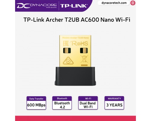 TP-Link Archer T2UB AC600 Nano Wi-Fi Bluetooth 4.2 USB Adapter - 6935364006688