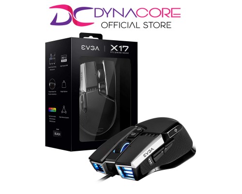 EVGA X17 Gaming Mouse, 8k, Wired, Black, Customizable, 16,000 DPI, 5 Profiles, 10 Buttons, Ergonomic 903-W1-17BK-KR  - 4250812439475