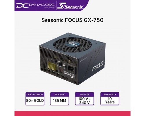 ["FREE DELIVERY"] - Seasonic FOCUS GX-750 750W ATX 3.0 PCie5.0 80+ PLUS GOLD Full modular Power Supply - 4711173878063