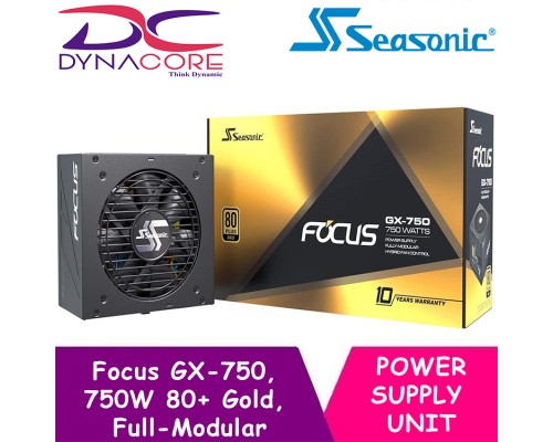 Seasonic Focus GX-750, 750W 80+ Gold, Full-Modular, Fan Control in Fanless, Silent, and Cooling Mode, 10 Year Warranty, Perfect Power Supply for Gaming and Various Application  -4711173874690