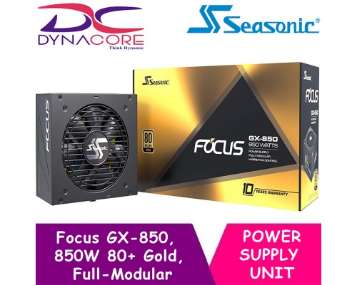Seasonic Focus GX-850, 850W 80+ Gold, Full-Modular, Fan Control in Fanless, Silent, and Cooling Mode, 10 Year Warranty, Perfect Power Supply for Gaming and Various Application    -4711173874683