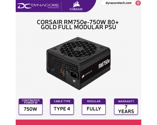 Corsair RM750e RMe Series Fully Modular Low-Noise Power Supplies with ATX 3.0 and PCIe 5.0 CP-9020262-UK