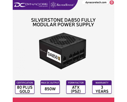 ["FREE DELIVERY"] - SilverStone DA850 80 Plus Gold 850W Fully Modular ATX Power Supply DA850-G - 4710679811130