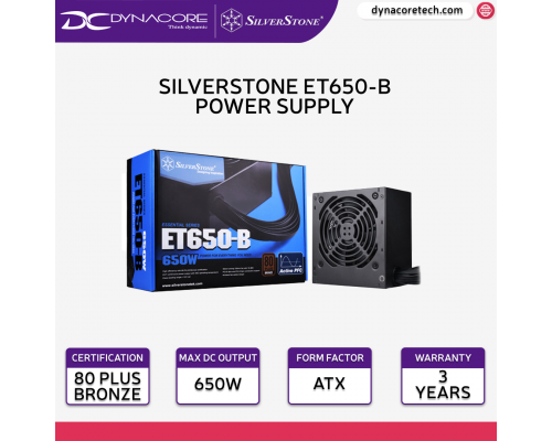 ["FREE DELIVERY"] - SilverStone ET650-B Essential Series 650W 80PLUS Bronze Certified ATX Power Supply 3 Years Local Warranty  -4710679810782