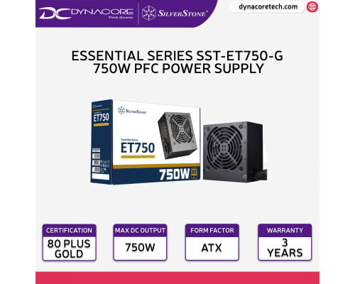 ["FREE DELIVERY"] - SilverStone Essential Series SST-ET750-G 750W ATX 80 PLUS GOLD Certified Active PFC   - 4710679810829