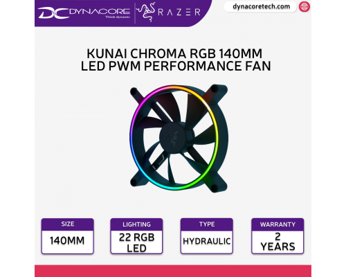Razer Kunai Chroma RGB 140MM LED PWM Performance Fan - 1 Fan -RC21-01800200-R3M1