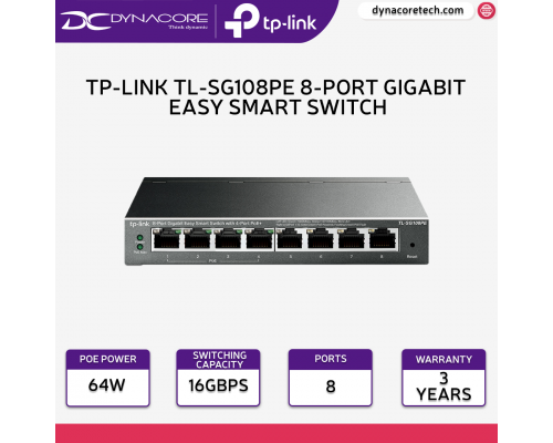 TP-Link TL-SG108PE 8-Port Gigabit Easy Smart Switch with 4-Port PoE - 6935364094744
