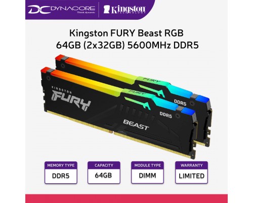 KINGSTON FURY BEAST RGB 5600MHz 64GB(32GBx2) CL36 AMD EXPO KIT(LIMITED LT) - 740617331929
