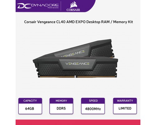 Corsair Vengeance 64GB (2x32GB) DDR5 6000MHz CL40 AMD EXPO Desktop RAM / Memory Kit - 840006601197