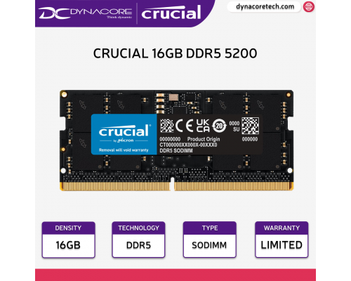 Crucial 16GB DDR5 5200 MHz SO-DIMM Laptop Memory Module - CT16G52C42S5-649528936127