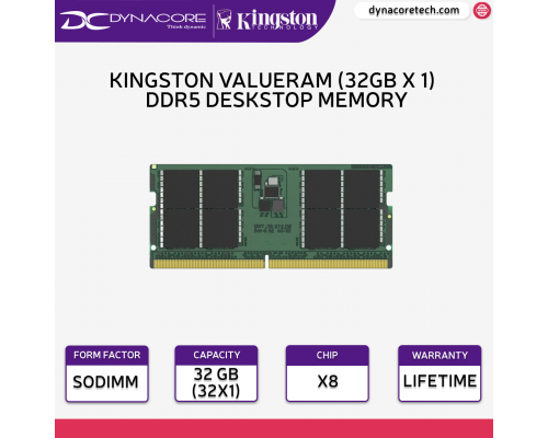 Kingston ValueRAM ( 32GB x 1 ) DDR5 5600MT/s Non ECC SODIMM Desktop Memory KVR56S46BD8-32-740617334036