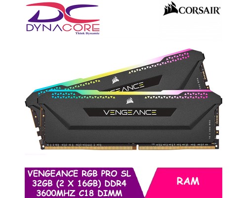 CORSAIR Vengeance RGB PRO SL 32GB (2 x 16GB) DDR4 3600MHz C18 DIMM Desktop Memory Kit - Black CMH32GX4M2D3600C18 - 840006632078