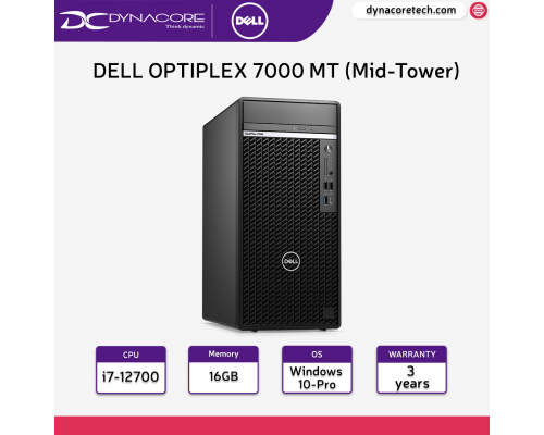 DELL OPTIPLEX 7000 MT (Mid-Tower) (i7-12700 12Core | 16GB | 512GB SSD | INTEL | WIN 10-PRO | DVD) 3YEARS WARRANTY - DELL7000MT 12715SG-W10P-3Y