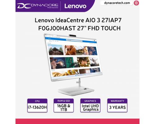 [Pre-Order 2Weeks] Lenovo IdeaCentre AIO 3 27IAP7 | F0GJ00HAST | 27" FHD (1920x1080) Touch Screen 99% sRGB | i7-13620H | 16GB DDR4 | 1TB SSD | Win11 Home | 3YEARS Premium Care - F0GJ00HAST
