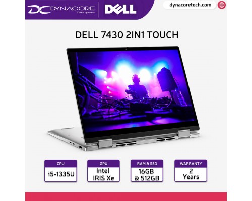 【READY STOCK】 DELL 7430 2IN1 TOUCH (i5-1335U 10C / 16GB-LP / 512GB SSD / INTE IRIS Xe / 14" FHD+ TOUCH / WIN 11 HOME) 2YEARS WARRANTY - 7430-13315SG-W11-2Y-2IN1