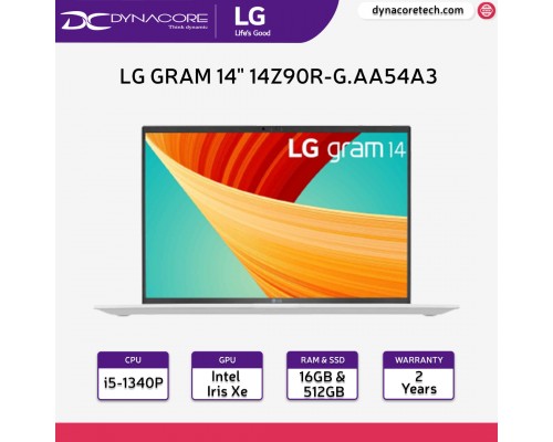 LG Gram 14Z90R-G.AA54A3 14.0'' Laptop with Intel Core i5-1340P, 16GB, 512GB SSD, Windows 11 HOME - White