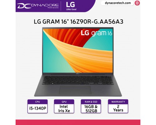 LG gram 16Z90R-G.AA56A3 (Intel Core i5-1340P / 16GB / 512GB SSD / Windows 11 Home) 16-inch Laptop - Charcoal Grey