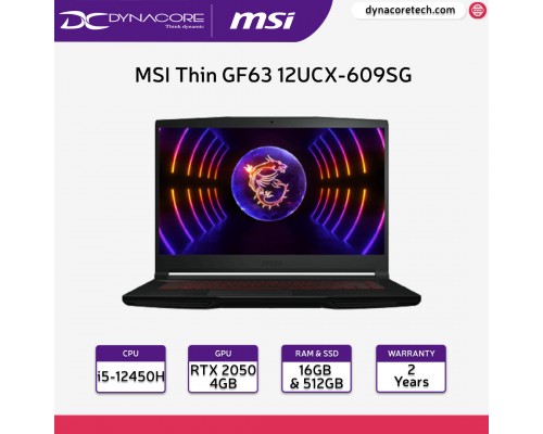 ["FREE 24HRS DELIVERY"] - MSI Thin GF63 12UCX-609SG 9S7-16R821-609 (i5-12450H | 16GB | 512GB SSD | RTX2050 4GB | 15.6” FHD 144Hz | WIN 11 HOME) 2YEARS WARRANTY - 9S7-16R821-609