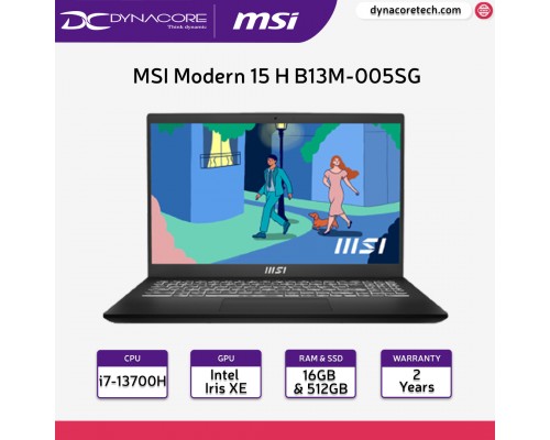 MSI Modern 15 H B13M-005SG 9S7-15H411-005 (i7-13700H/16GB/512GB/Iris XE/15.6” FHD/Win 11 Home) 2Years Warranty - 9S7-15H411-005