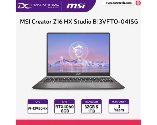 MSI Creator Z16 HX Studio B13VFTO-041SG (i9-13950HX / 32GB DDR5 / 1TB SSD / RTX4060 8GB / 16” QHD+ 120Hz TOUCH / WIN 11 PRO) 3YEARS WARRANTY - 9S7-15G231-041