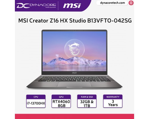 MSI Creator Z16 HX Studio B13VFTO-042SG (i7-13700HX / 32GB DDR5 / 1TB SSD / RTX4060 8GB / 16” QHD+ 120Hz TOUCH / WIN 11 PRO) 3YEARS WARRANTY - 9S7-15G231-042