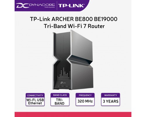 ["FREE DELIVERY"] - TP-Link ARCHER BE800 BE19000 Tri-Band Wi-Fi 7 Router - Dual 10G Ports - 4895252502183