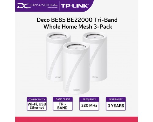 [*"FREE SAME DAY DELIVERY"] - TP-Link Deco BE85 BE22000 Tri-Band Whole Home Mesh WiFi 7 System 3-Pack - 4897098686904