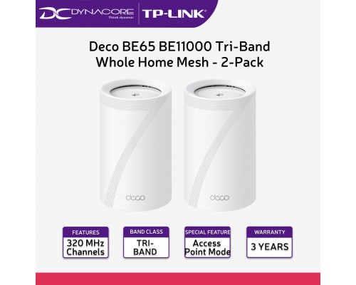 [*"FREE SAME DAY DELIVERY"] - TP-Link Deco BE65 BE11000 Tri-Band Whole Home Mesh Wi-Fi 7 System - 2-Pack - 4897098686980