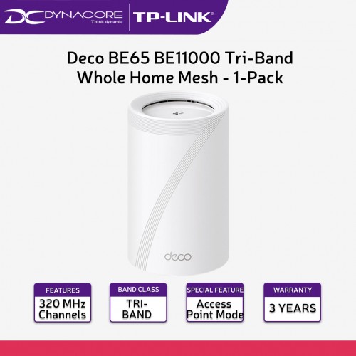 Tp-Link Deco BE65 BE11000 Whole Home Mesh WiFi 7 System (Tri-Band) (1-Pack)  / (2