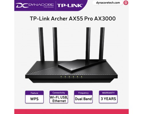 TP-Link Archer AX55 Pro AX3000 Multi-Gigabit Wi-Fi 6 Router with 2.5G Port - 4897098686805