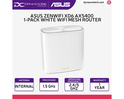 ASUS ZenWiFi XD6 1-Pack Whole-Home Dual-Band Mesh WiFi 6 System - White-4711081061434