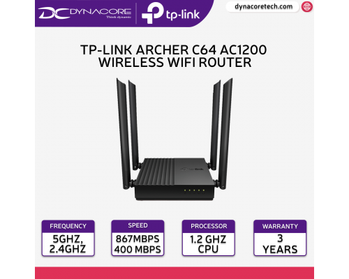 TP-Link Archer C64 AC1200 Wireless MU-MIMO WiFi Router 3 Years Warranty - 4897098683217