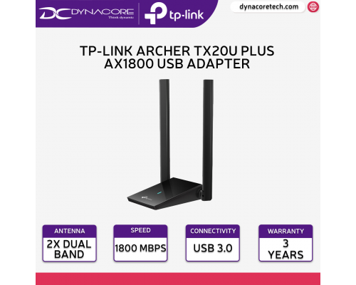 TP-LINK Archer TX20U Plus AX1800 High Gain Dual Antennas Wi-Fi 6 USB Adapter - 4897098687888