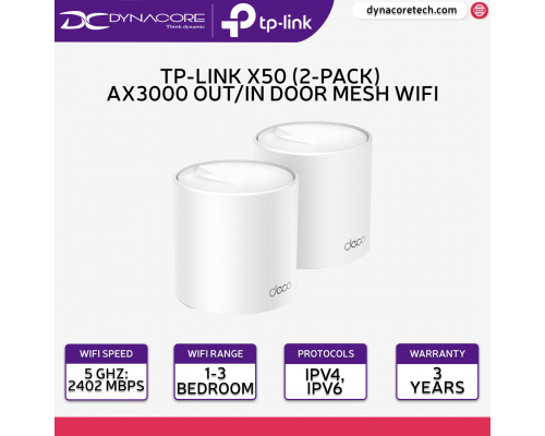TP-LINK Deco X50 AX3000  2-Pack Dual Band Gigabit OFDMA MU-MIMO WiFi 6 Mesh Router - 4897098687079