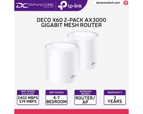 TP-LINK Deco X60 2-pack AX3000 Dual Band Gigabit OFDMA MU-MIMO WiFi 6 Mesh Router -6935364085599