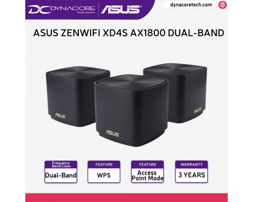 ASUS ZENWIFI XD4S AX1800 3 Pack Whole Home Mesh WiFi System - Black - 4711081760184