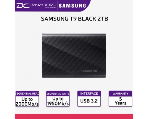 ["FREE DELIVERY"] -  SAMSUNG T9 BLACK 2TB 2000MB/s TYPE-C PORTABLE SSD (5 YEARS WARRANTY) - 8806094489118