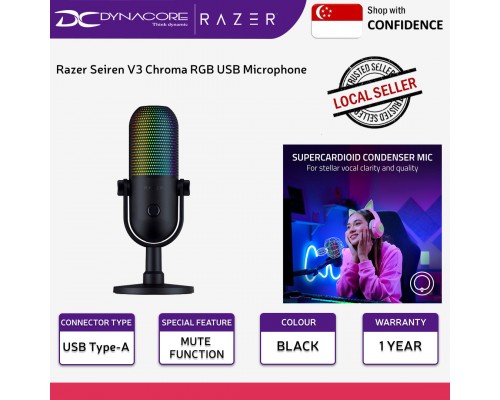 Razer Seiren V3 Chroma RGB USB Microphone with Tap-to-Mute - 8887910000441