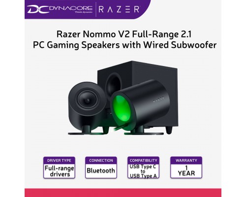 Razer Nommo V2 Full-Range 2.1 PC Gaming Speakers with Wired Subwoofer - RZ05-04750100-R3G1 - 8887910060469