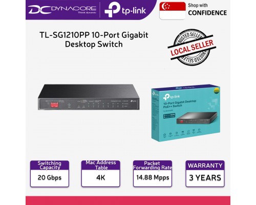 TP-LINK TL-SG1210PP 10-Port Gigabit Desktop Switch with 6-Port PoE+ and 2-Port PoE++ - 4895252500349