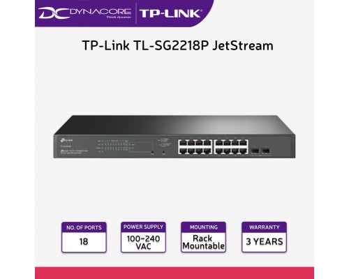 TP-Link TL-SG2218P JetStream 18-Port Gigabit Smart Switch with 16-Port PoE+ - 4897098689509